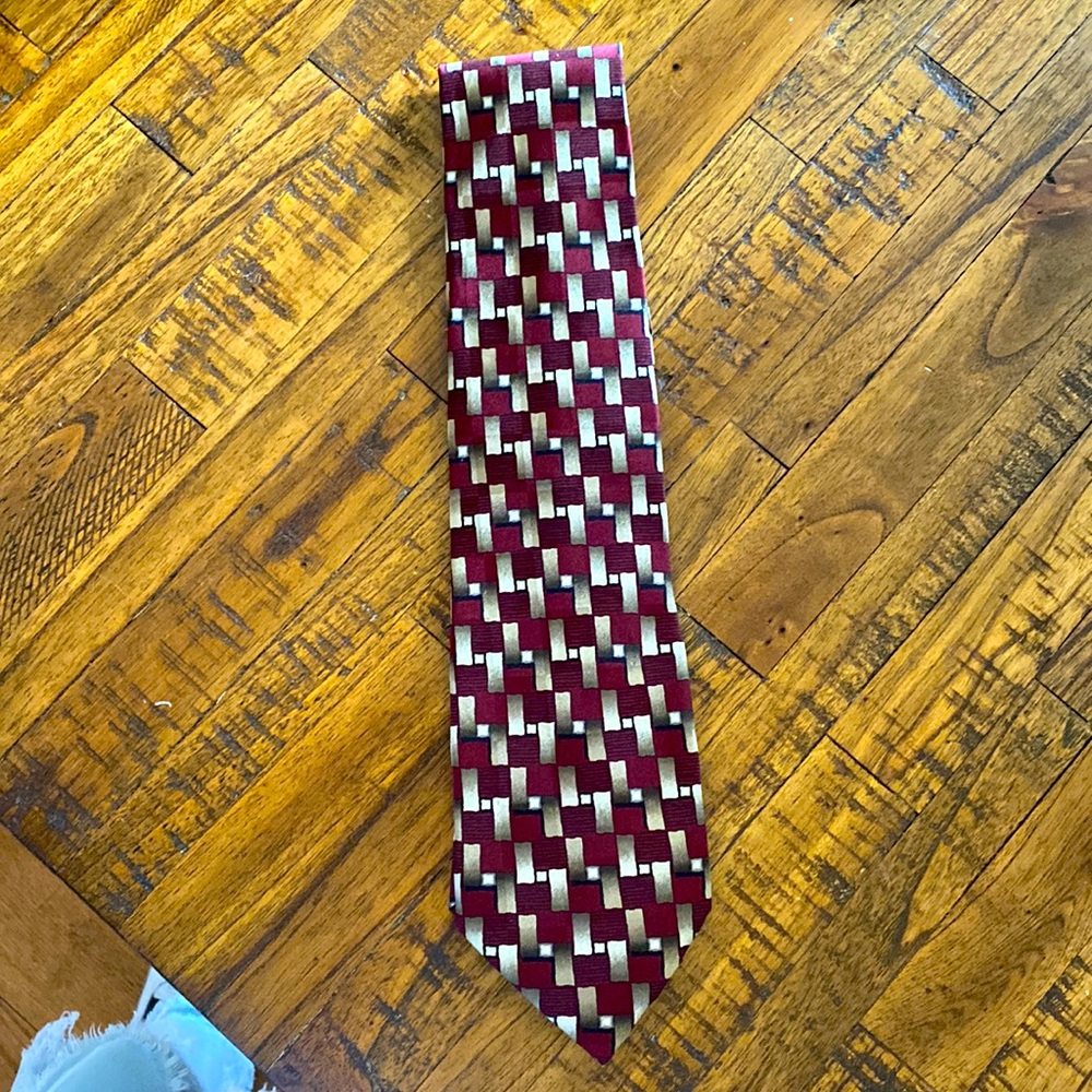 Facets Men’s Tie Burgundy, Black and Gold Silk